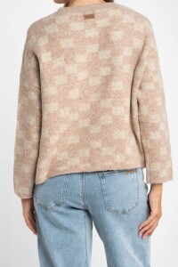 Sweater Intarsia Cuadros Rosa Viejo