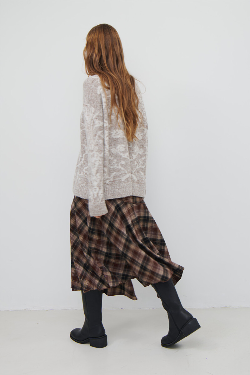 FALDA CUADROS MARRON