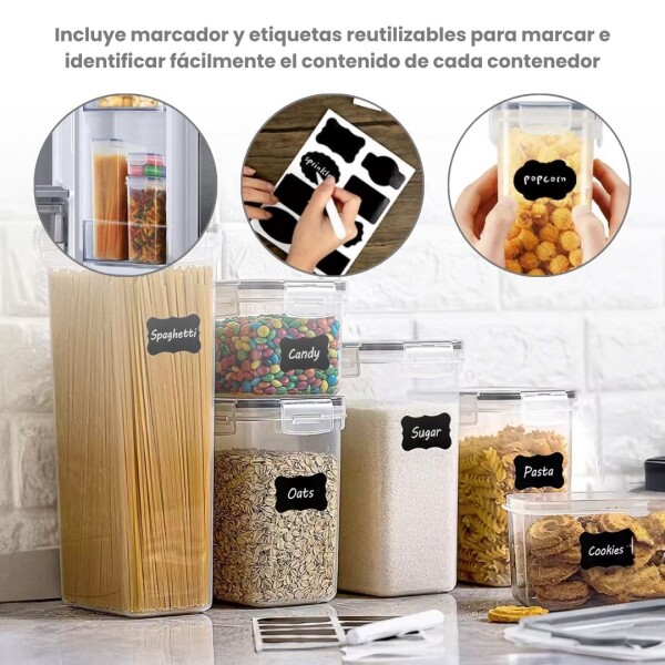 Juego de 14 Recipientes Herméticos IMBACK – Contenedores Apilables con Etiquetas Juego de 14 Recipientes Herméticos IMBACK – Contenedores Apilables con Etiquetas