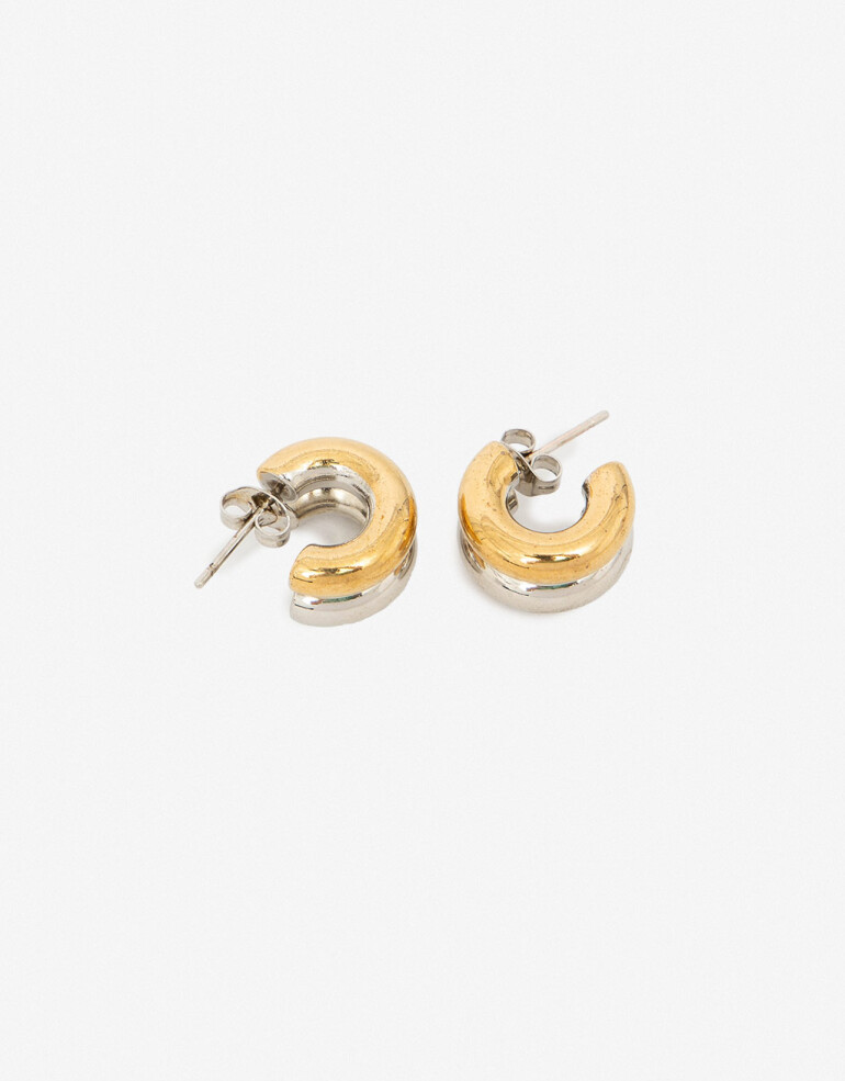 Aros Argollas Metal Aros Argollas De Acero Bold Mixplating - Combinacion Bicolor