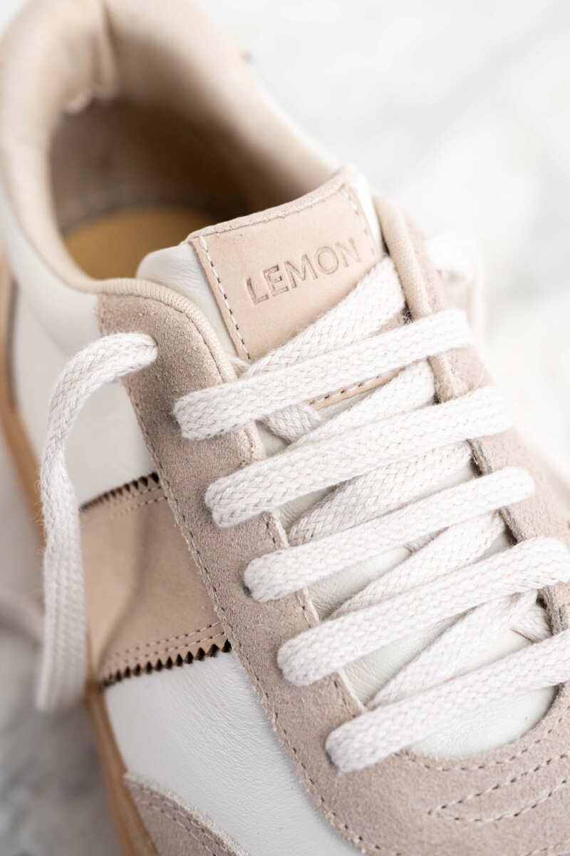 Zapatilla Combinada Cuero Nácar