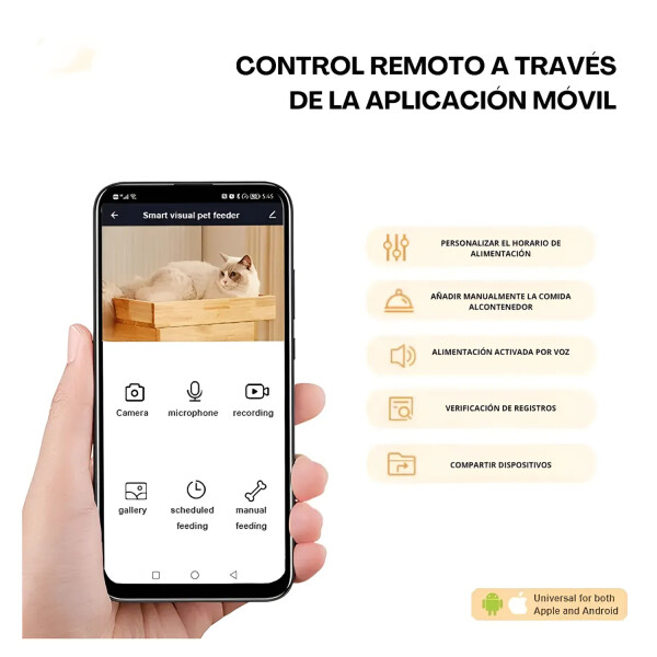 Alimentador Mascotas Dispensador Alimento Smart Camara ALIMENTADOR SMART PL C/CAMARA JKQA002 6L