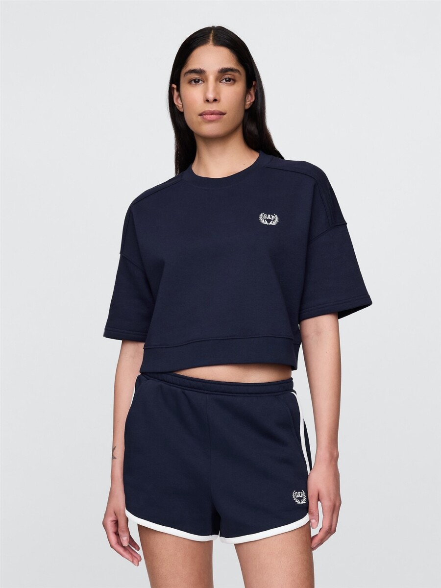 Buzo Deportivo Crop Manga Corta Logo Mujer - Navy Uniform 