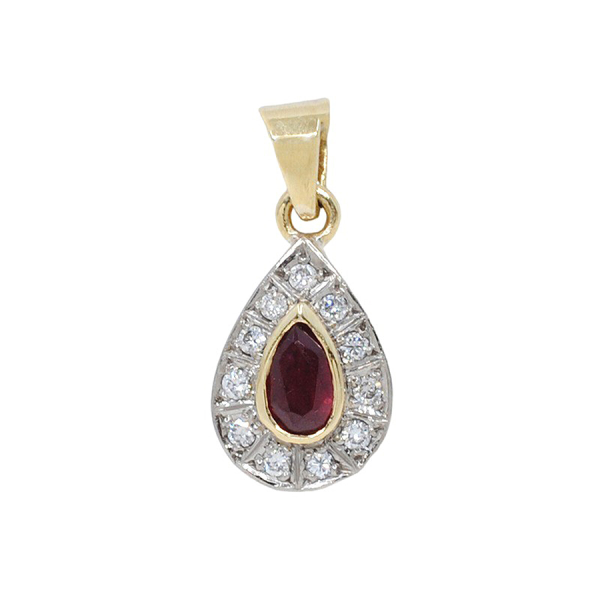Colgante En Oro 18K, Brillantes Y Rubi Legitimo 