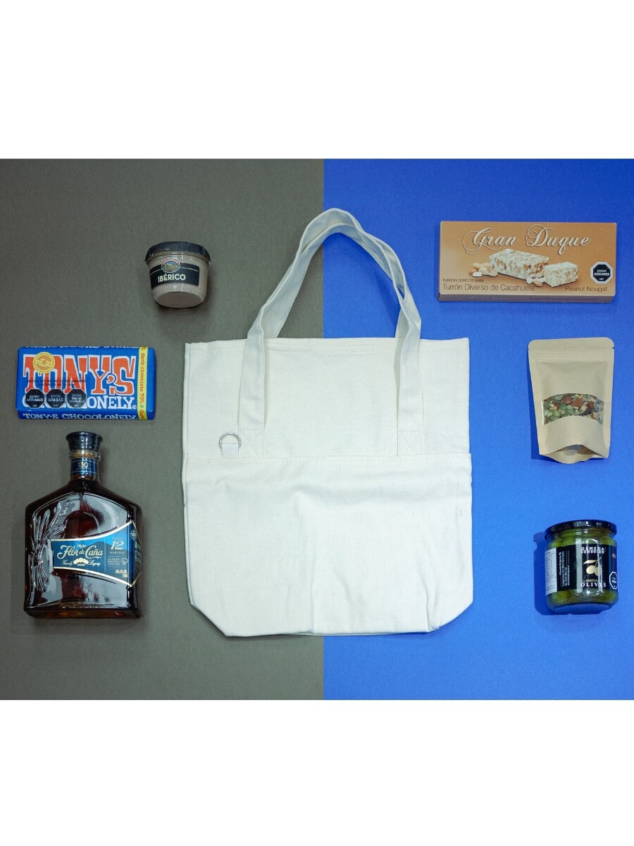 TOTE DE ALGODÓN CON ASAS Y BOLSILLO EXTERIOR 1 con logo estampado 