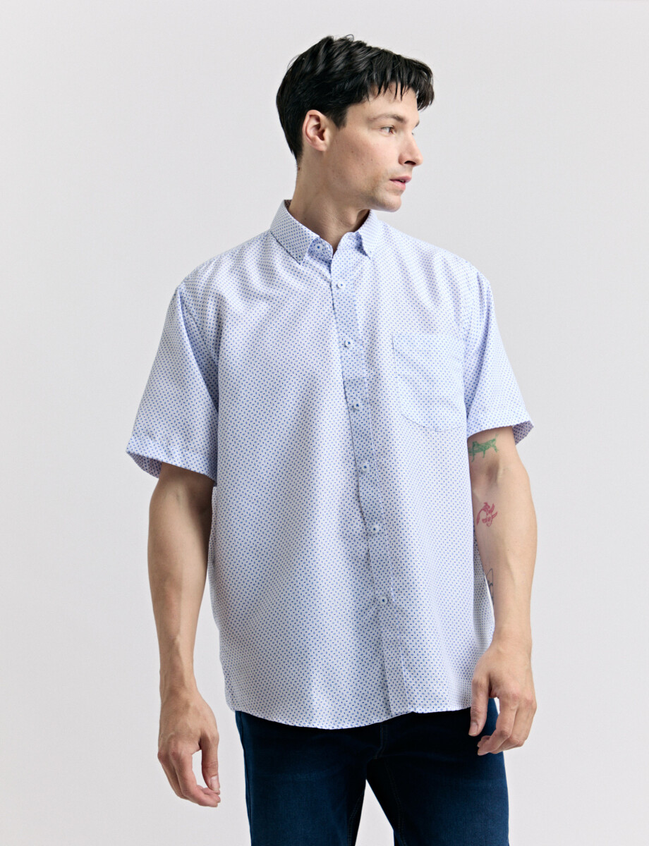 012663 CAMISA HARRINGTON LABEL Blanco/celeste