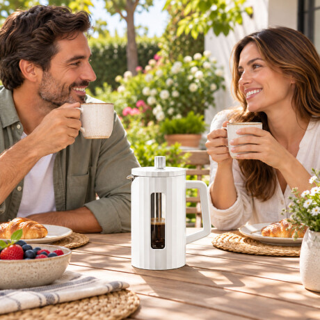 Cafetera Prensa Francesa 350ml Vidrio Borosilicato Blanco