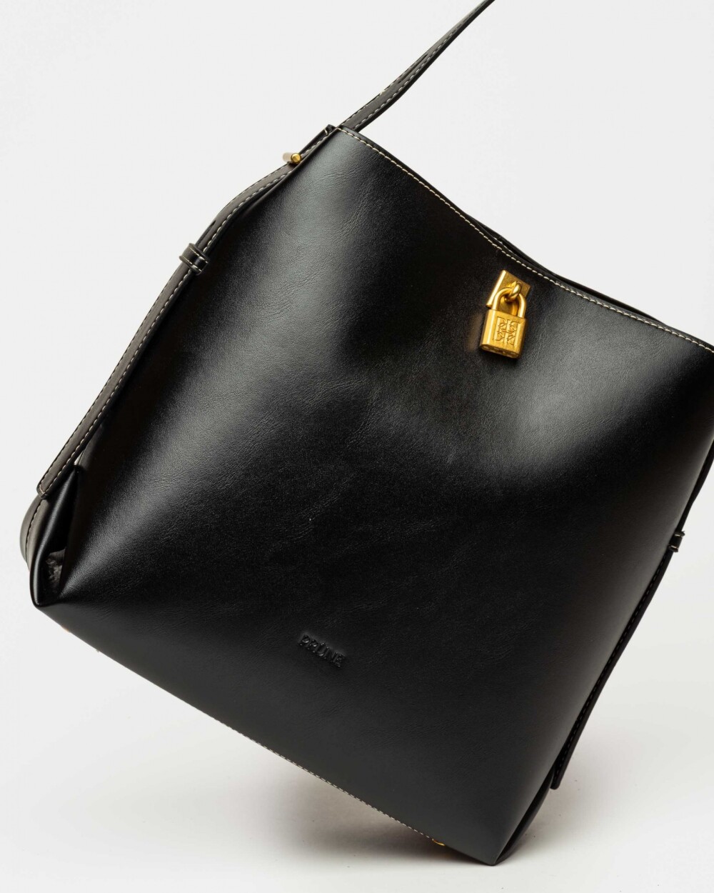 Bolso The Lock en efecto cuero liso Negro