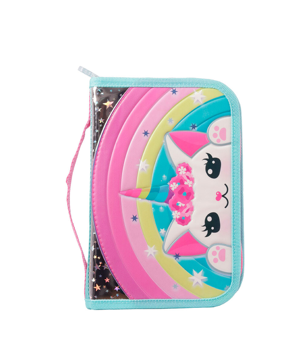 Cartuchera Footy 1 piso Gatito Unicornio - Rosada 