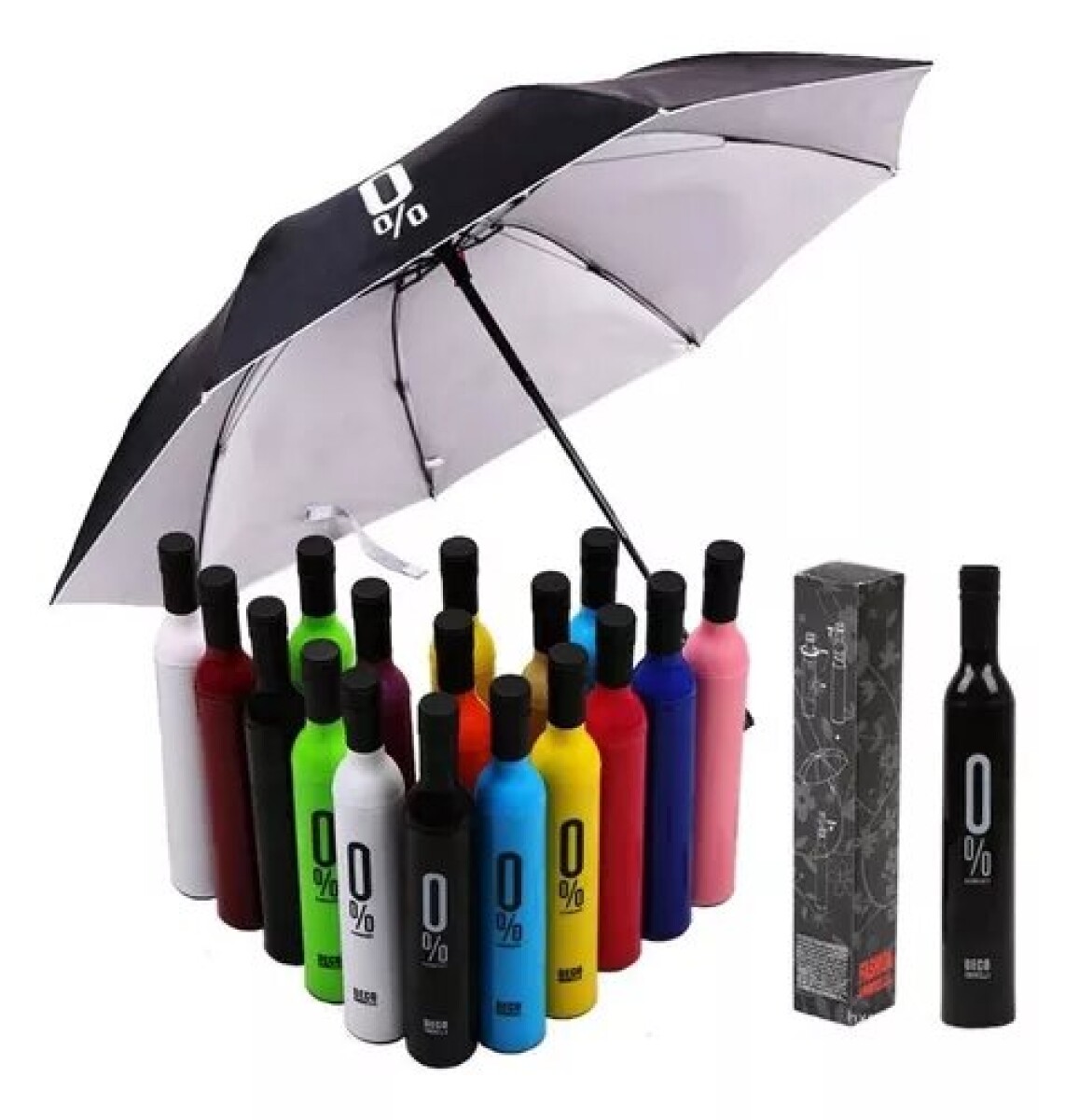 Paraguas Reforzado Excelente Calidad Botella Vino Plegable 