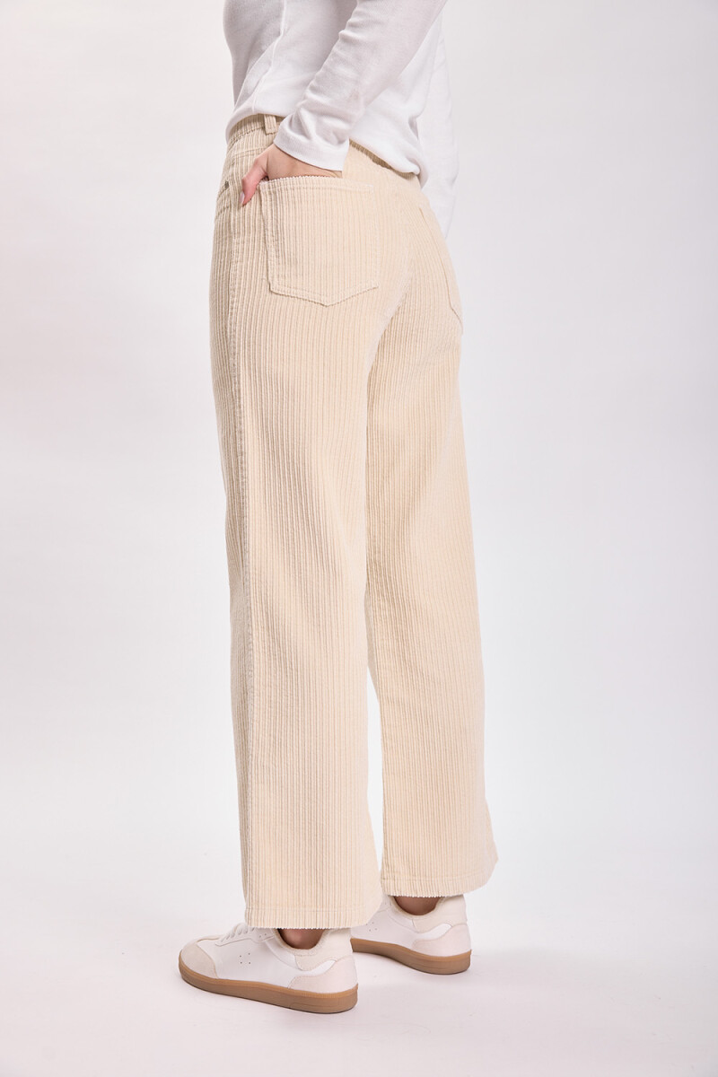 Pantalón pana ancho Beige