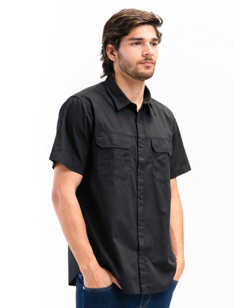 Camisa Fishing Manga Corta Negro
