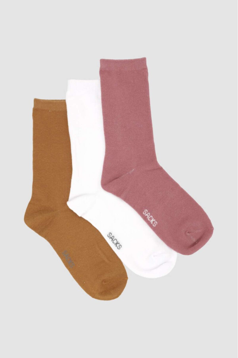 Pack de tres medias lisas. de algodón. en varios colores sur - Variante 42 