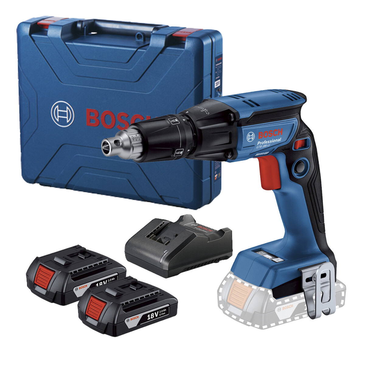 Atornillador para Drywall Bosch GTB 185-LI, 18V, 2 baterías y maleta 1 año / Bosch 
