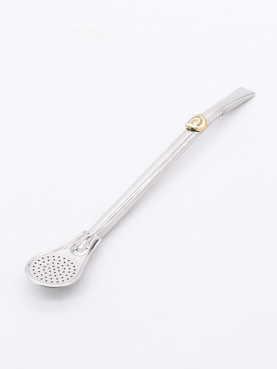 BOMBILLA ACERO INOX MEDALLA HERRADURA - PLATEADO (V) 