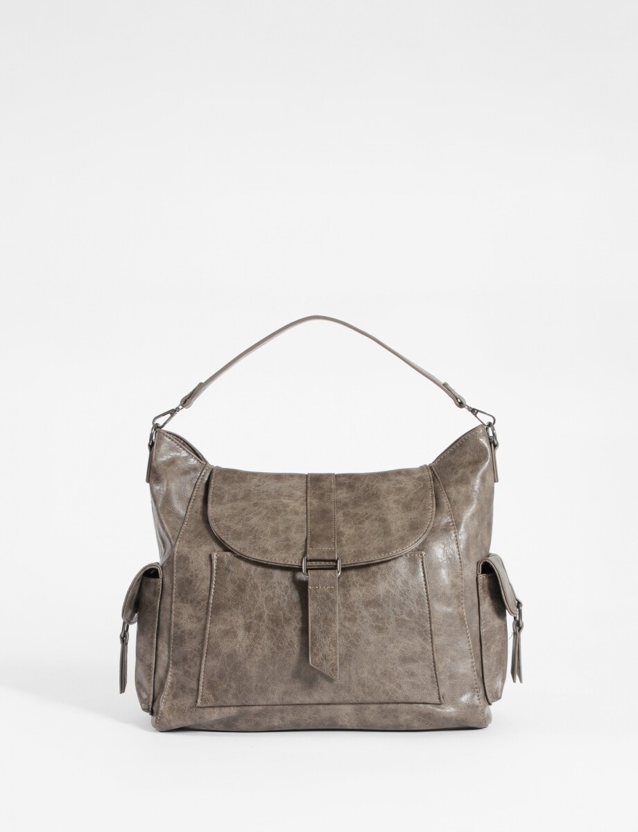 Cartera hobo con tapa - topo 