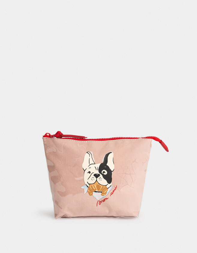 Porta Cosméticos Portacosméticos Bulldog Francés - Rosa Viejo