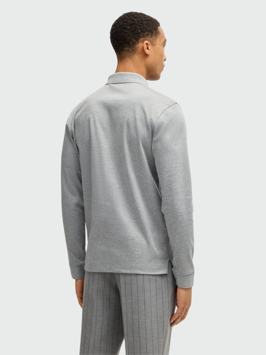 BOSS - Remera Polo de Algodón Interlock con Logotipo Gris Medio