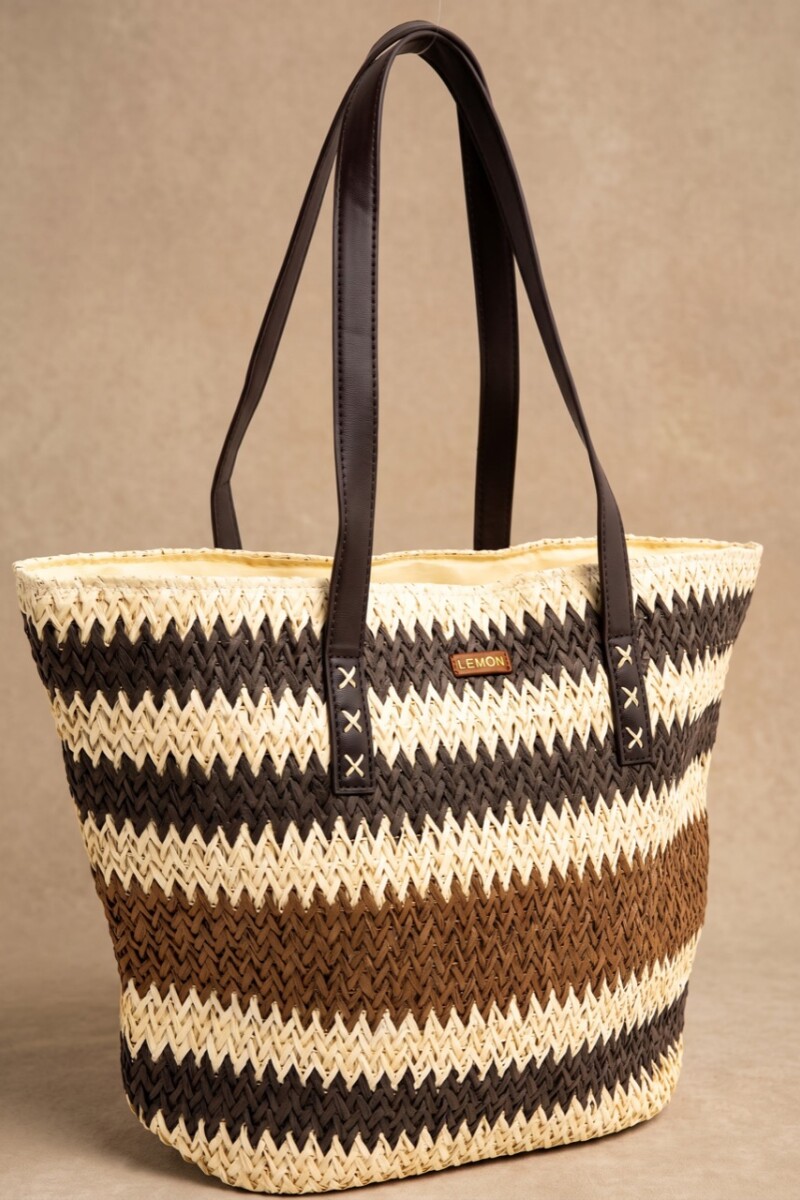 Bolso Trenzado Rayado Chocolate