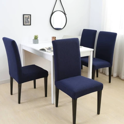 Set 6 fundas para silla cubre asientos elastizada lisa Azul