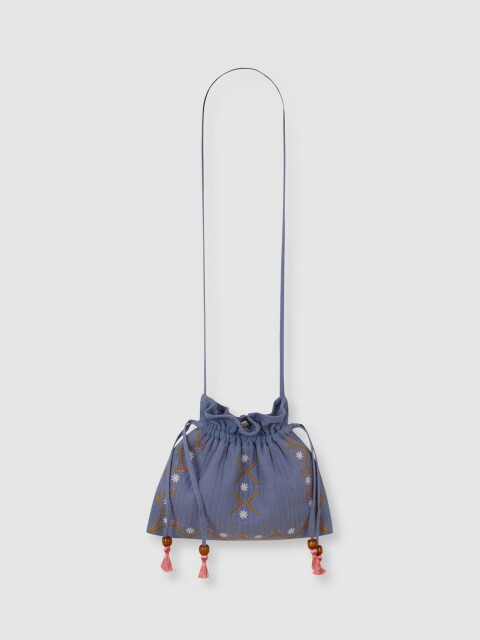 Bolso Con Bordados Azul Claro