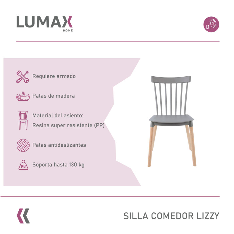 Silla Lizzy Lumax de comedor resistente Gris