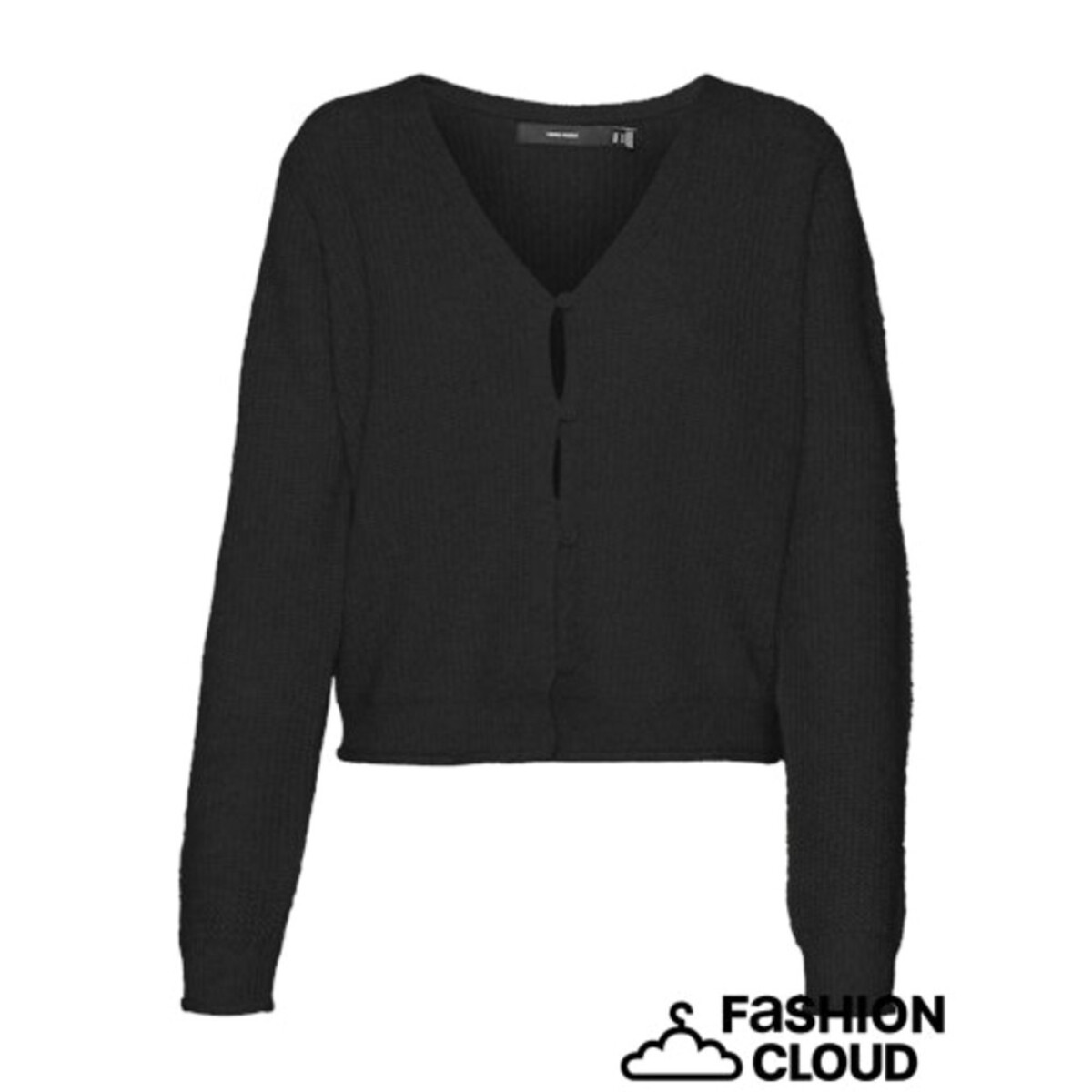 VMMILI LS V-NCK ROLLEDGE CARDIGAN GA BO - BLACK 