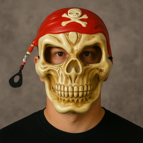 Máscara calavera con gorro para Halloween o disfraces Blanco
