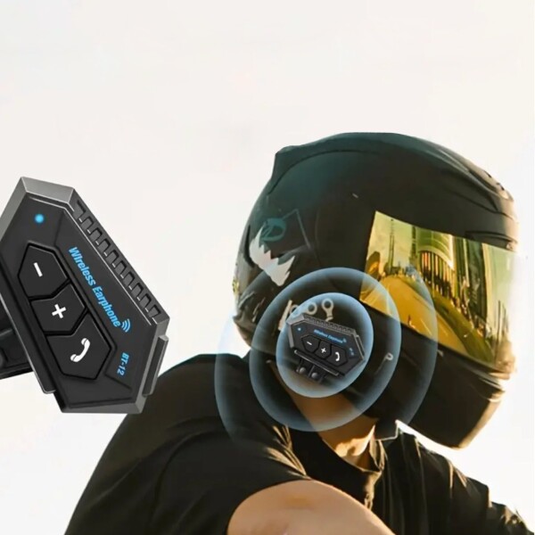 Intercomunicador Motos Auriculares Manos Libres Bt Casco Variante Color Negro