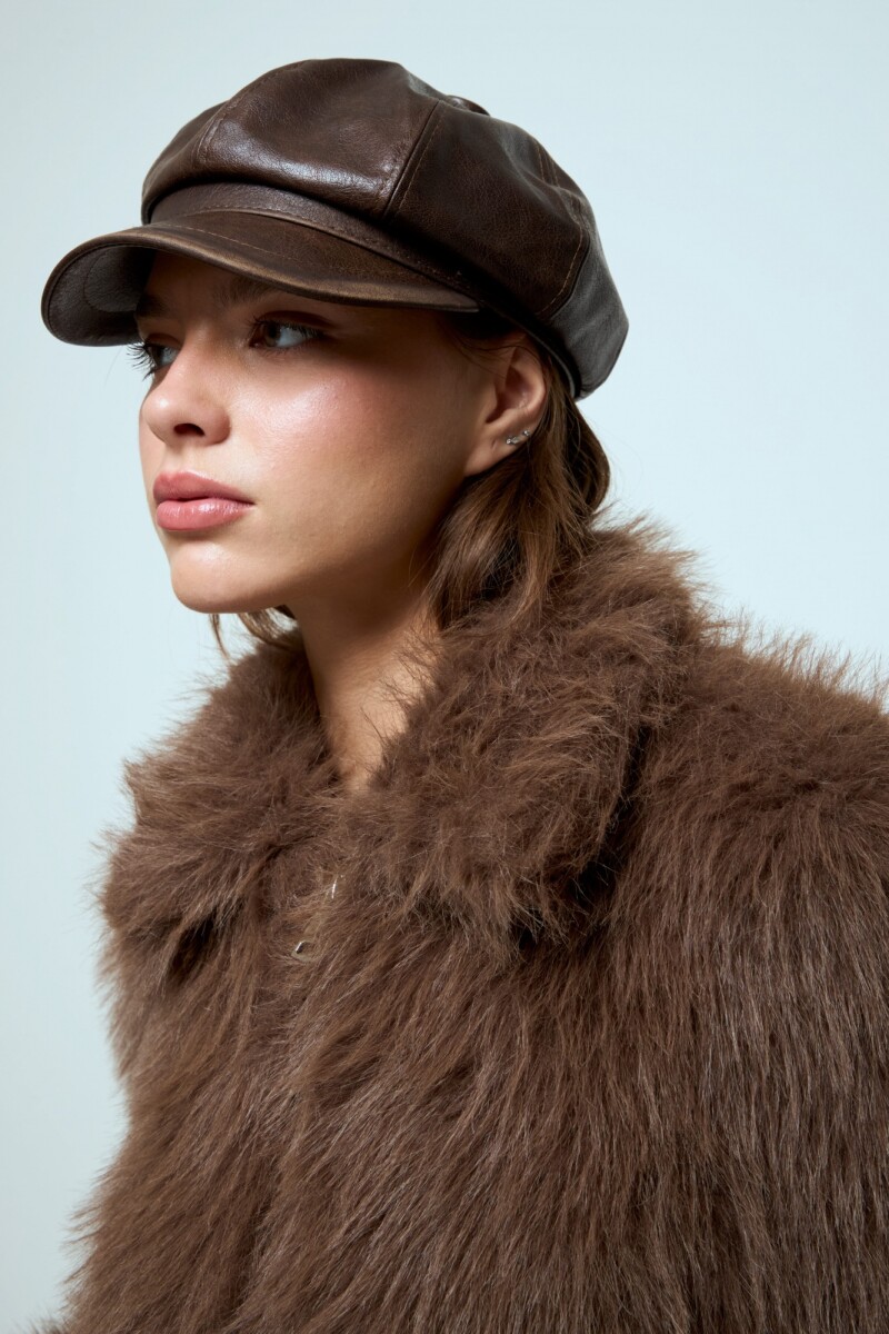 Boina cap cuero vegano marrón
