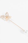 Broche prendedor mariposa perla dorado