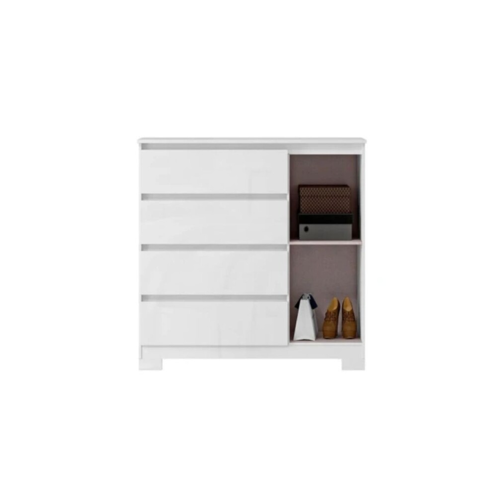 CÓMODA ZAPATERA - 4 CAJONES 1 PUERTA BLANCO