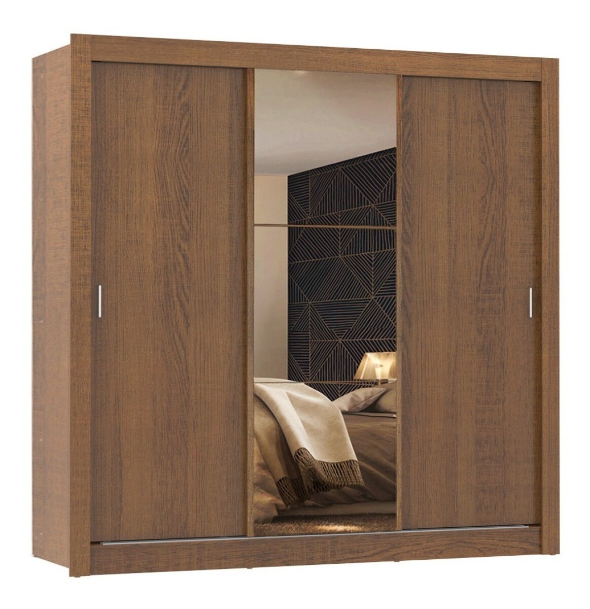 Ropero Placard 3 Puertas Corredizas 1 Espejo Mônaco/rustic - Marrón 