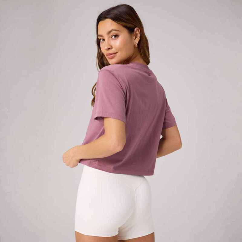 Top Training 100% Cotton Boxy Tee Mujer Mushroom Mauve