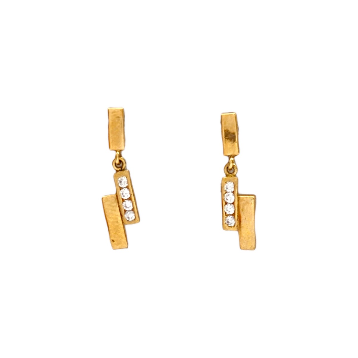 Caravanas colgantes Zirconia doble fila de oro - Oro bajo - Zirconia- CA8254 - conpiedra 