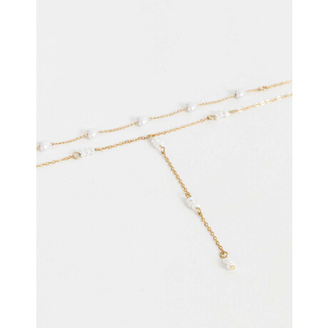 Collar Largo Con Perlas Dorado