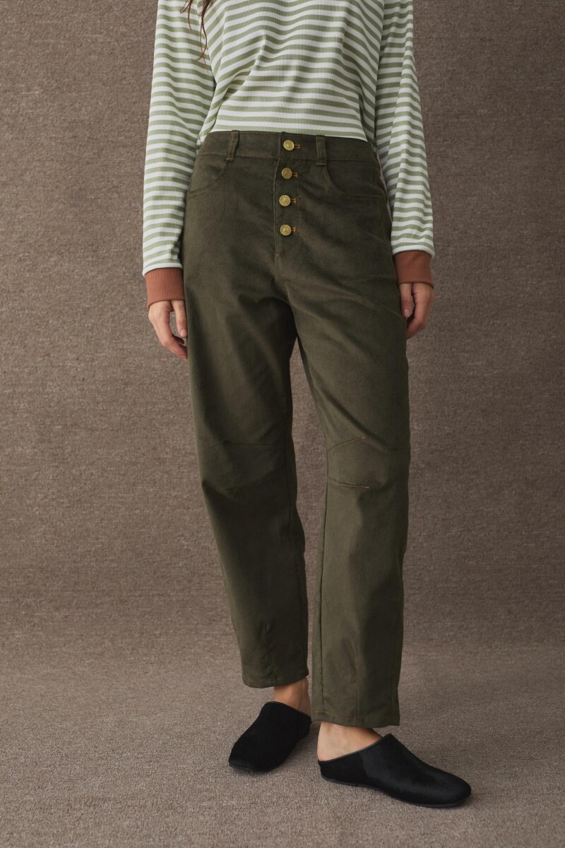 PANTALON BARREL CORDEROY - Verde 