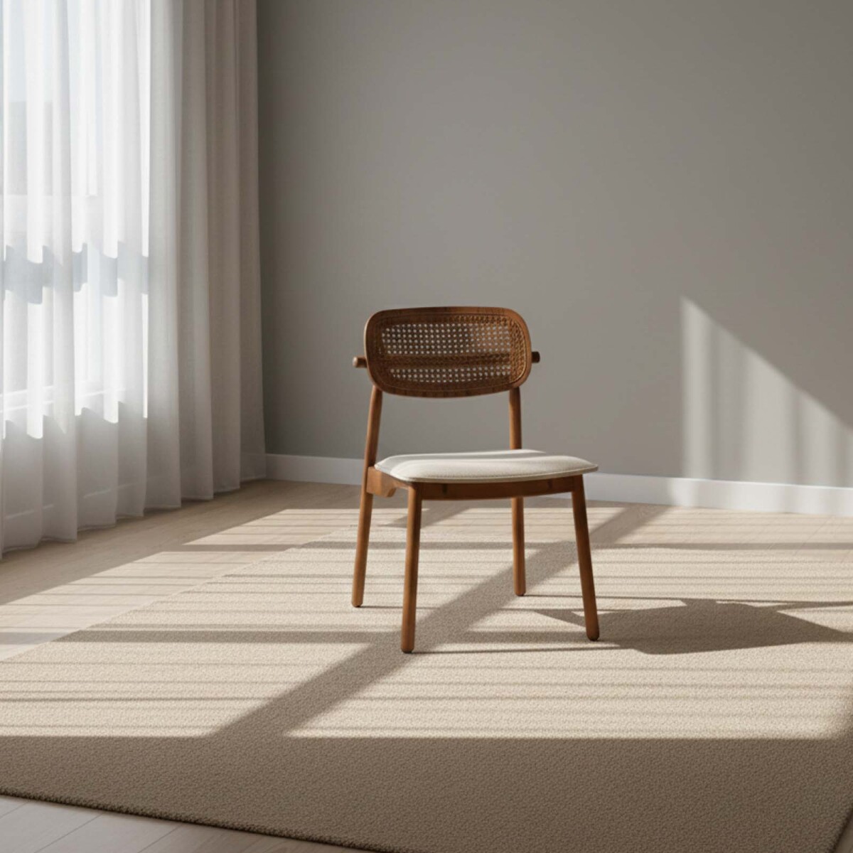 SILLA DE COMEDOR - RATTAN-Y-MADERA MARRON DANIELLE 