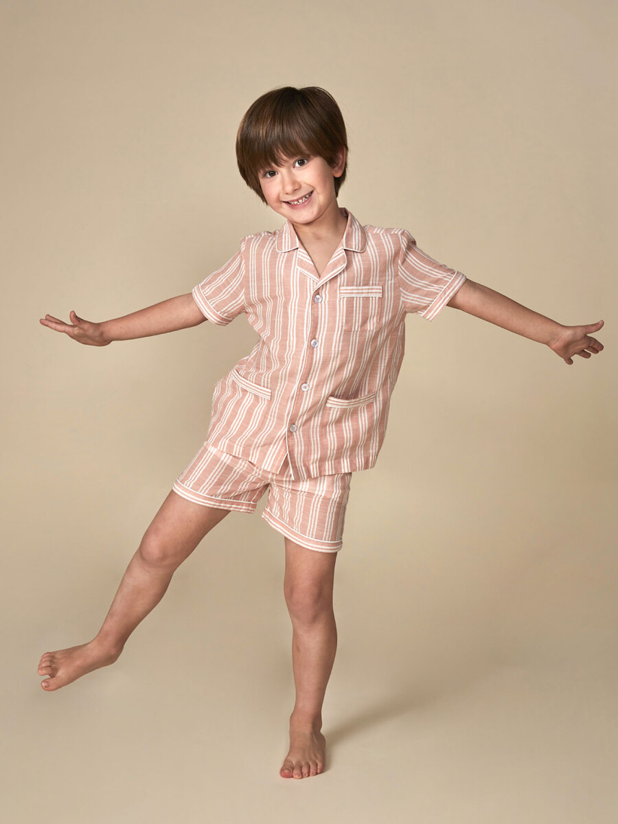 Pijama Corto Con Rayas Bicolor Nude