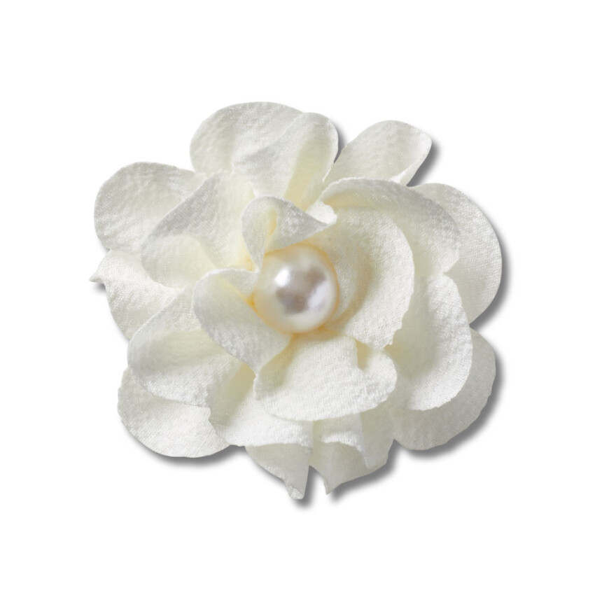 Jibbitz White Fabric Flower With Pearl Multicolor