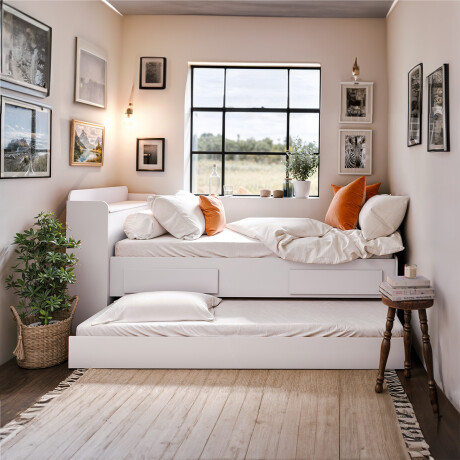 Cama marinera infantil - Onix - Con baúl - 1 Plaza Blanco