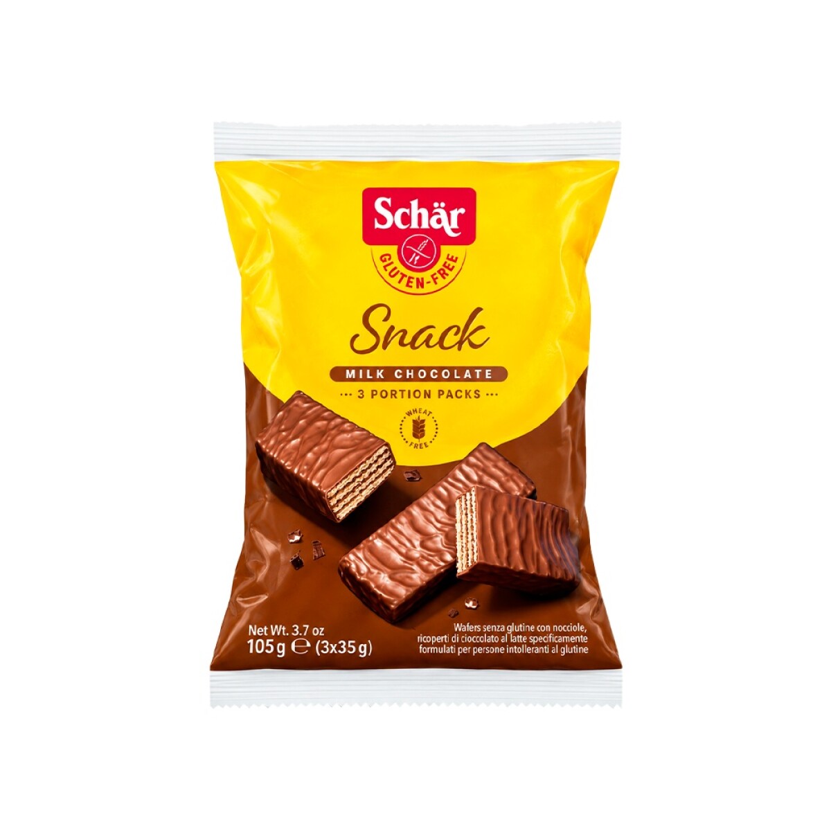 Galletas Waffle Snack De Chocolate Sin Gluten Schar 105g 