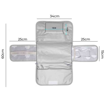 Cambiador Para Bebé Acolchado Portable Impermeable Gris