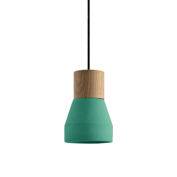 Lámpara colgante símil concreto verde madera Ø12cm IX9062