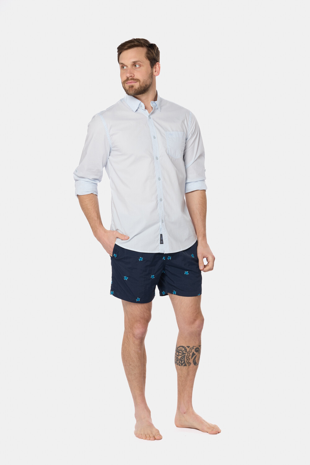 SHOR DE BAÑO BORDADO Azul