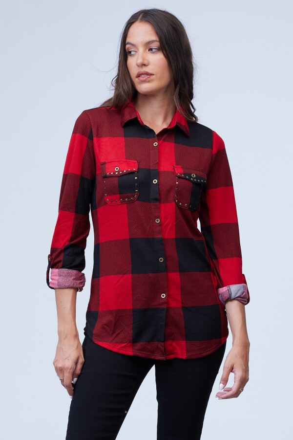 Camisa Soft Cuadrille NEGRO/ROJO