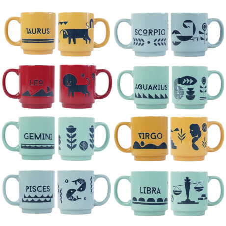 Taza de ceramica labrada zodiaco Taza de ceramica labrada zodiaco