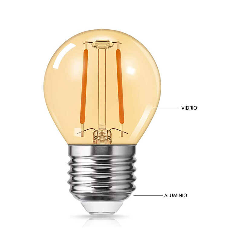 Lámpara Filamento LED G45 Dimerizable 4W ultra calida Lámpara Filamento LED G45 Dimerizable 4W ultra calida