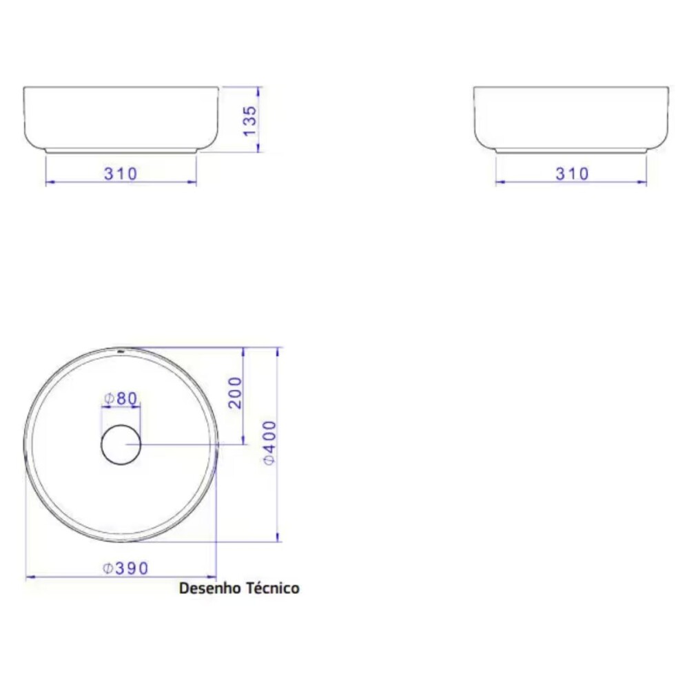 Bacha de apoyo redonda 40 cm blanca Brillante Deca Bacha De Apoyo Redonda 40 Cm Blanca Brillante Deca