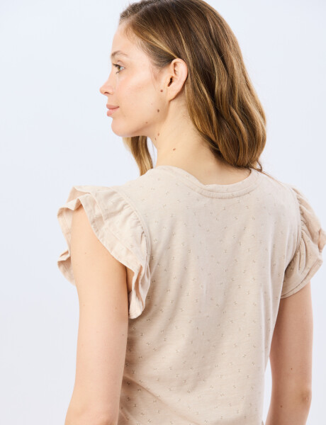 REMERA ESTAMPADA DE ALGODÓN Beige